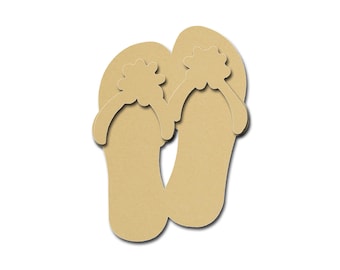 Flip Flop Shape Unfinished MDF Wood Cut Outs DIY Crafts Beach Theme Variety of Sizes