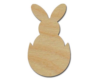 Easter Bunny in Egg Shape Unfinished Wood Rabbit Cutout Variety of Sizes - Artistic Craft Supply