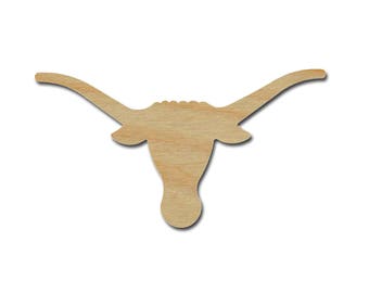 Longhorn Shape Unfinished Wood Animal Cut Out Variety of Sizes Artistic Craft Supply