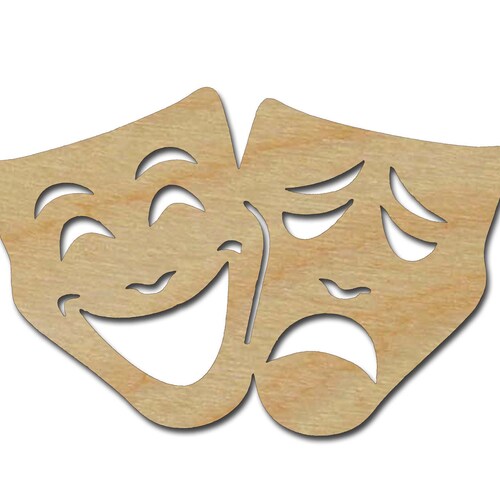Happy Sad Drama Mask Shape Unfinished Wood Cutouts Mardi Gras Etsy