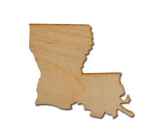 Louisiana State Shape Variety of Sizes Unfinished Wood Craft Cut Outs Artistic Craft Supply