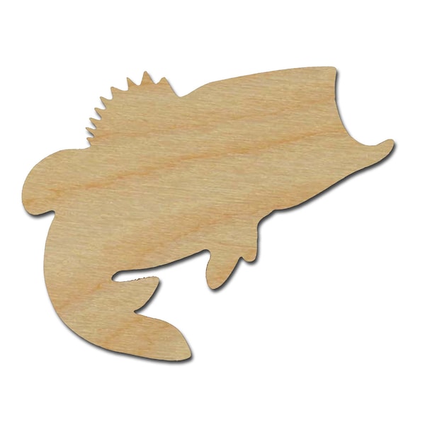 Bass Fish Shape Unfinished Wood Craft Cut Out Variety of Sizes Artistic Craft Supply