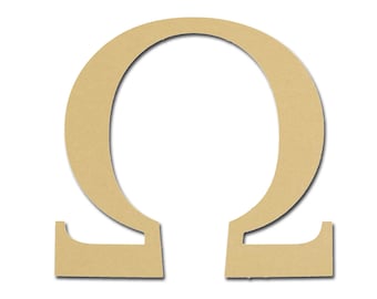 Omega Symbol Greek Letter Unfinished MDF Letters 6" Inch Tall Paintable