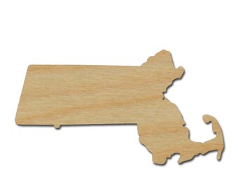 Massachusetts State Shape Variety of Sizes Unfinished Wood Craft Cut Outs Artistic Craft Supply