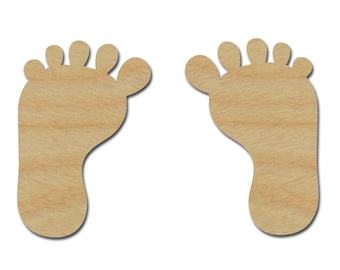 Baby Feet Shape Unfinished Wood Cut Out DIY Crafts Variety of Sizes Artistic Craft Supply