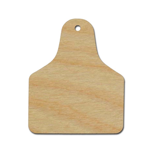 Cow Ear Tag Shape Unfinished Wood Craft Cutouts Variety of Sizes Made In USA
