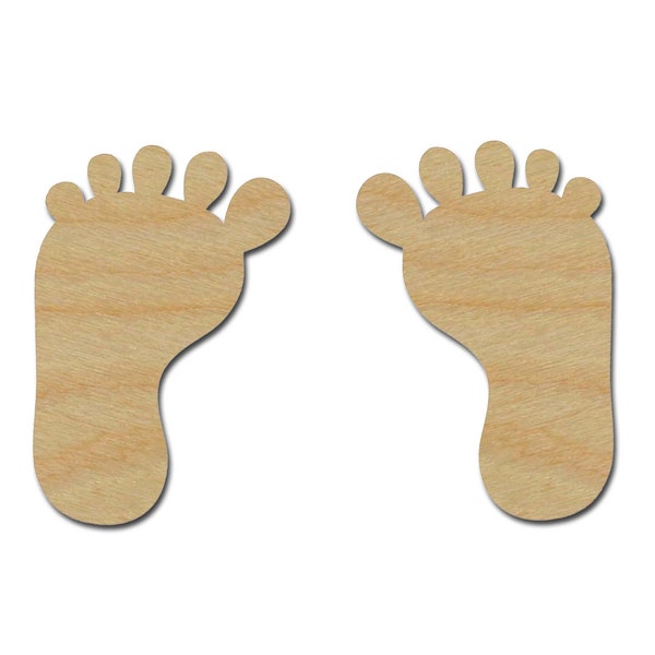 Baby Feet Shape Unfinished Wood Cut Out DIY Crafts Variety of Sizes Artistic Craft Supply