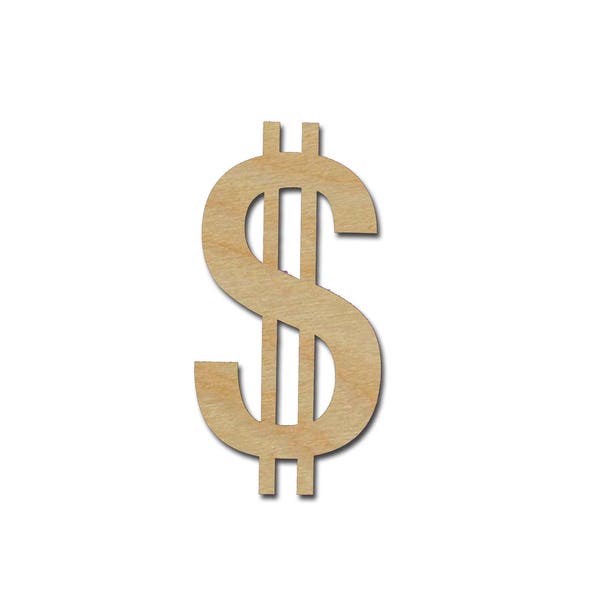 Money Sign Unfinished Wood Cutout Dollar Symbol Variety of Sizes Artistic Craft Supply