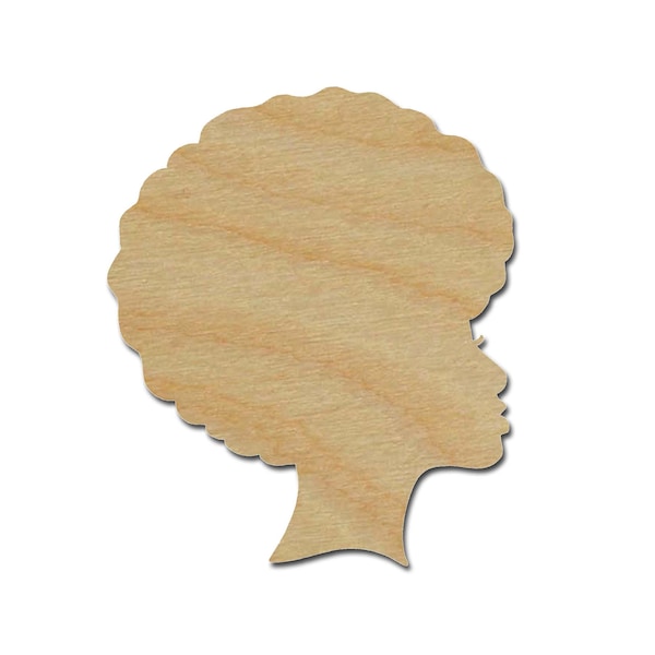 Afro Diva Woman Head Shape Unfinished Wood Craft Cut Outs African Decor Variety of Sizes Style #1 Artistic Craft Supply