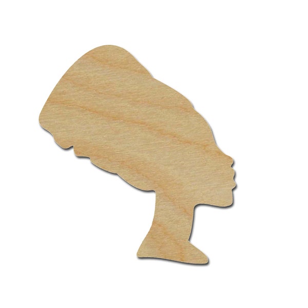 Afro Woman Head Shape Unfinished Wood Craft Cut Outs African Decor Variety of Sizes Style #3 Artistic Craft Supply