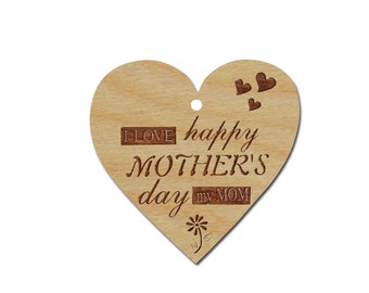 Happy Mothers Day Ornament Laser Engraved Wood Crafts Artistic Craft Supply