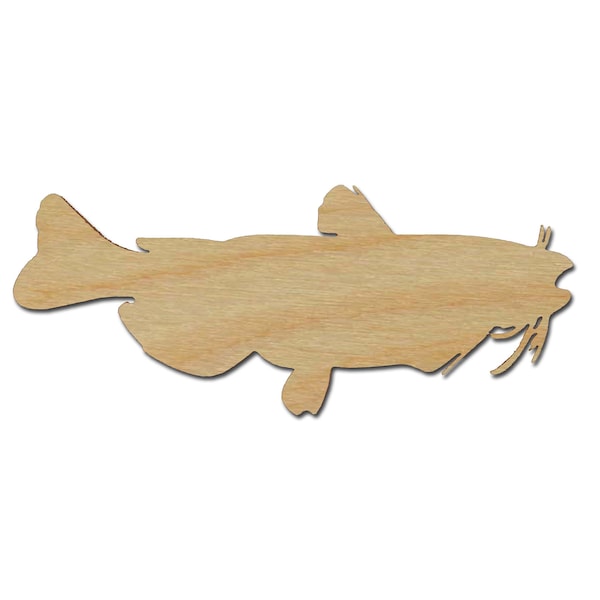 Catfish Shape Unfinished Wood Craft Cut Out Variety of Sizes Artistic Craft Supply