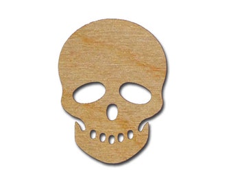 Sugar Skull Shape Unfinished Wood Craft Cutouts Variety of Sizes Artistic Craft Supply Style #1