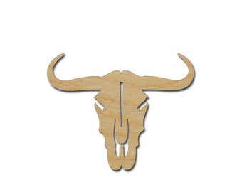 Cow Skull Shape Variety of Sizes Unfinished Wood Craft Cutouts Western Theme Artistic Craft Supply