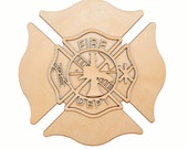 fireman maltese cross wood cut out unfinished firefighter