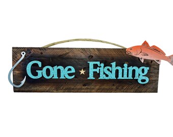 Gone fishing sign | Etsy
