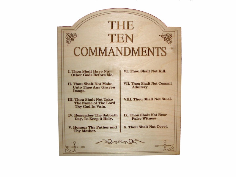 The Ten Commandments Laser Engraved Wood Plaque Artistic Craft Supply image 1