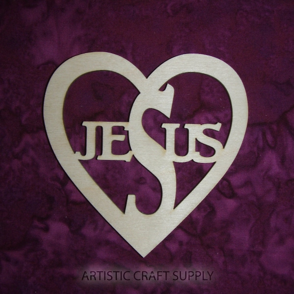 Heart with Jesus wood cut out unfinished wooden Jesus heart 3.5 inch  wood crafts