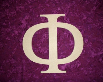 Greek Letter Phi Symbol Unfinished Wooden Letters 6" Inch Tall MDF Paintable