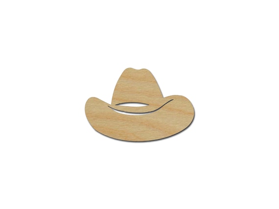 Cowboy Hat Wood Shapes Ready to Paint Woodcraft Tags Ornaments 6 PIECES Scrapbooking Favors Wood Cutouts Magnets