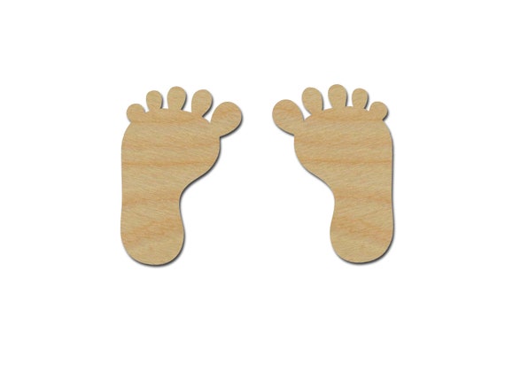 Baby Feet Laser Cut Out Unfinished Wood Shape Craft Supply BBY2