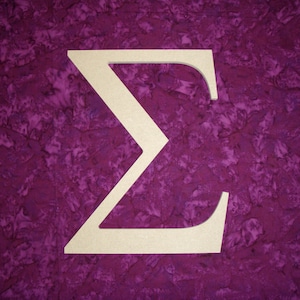 Greek Letter Sigma Symbol Unfinished Wooden Letters 6 Inch Tall Paintable image 1