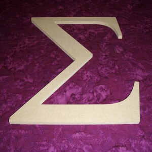 Greek Letter Sigma Symbol Unfinished Wooden Letters 6 Inch Tall Paintable image 2