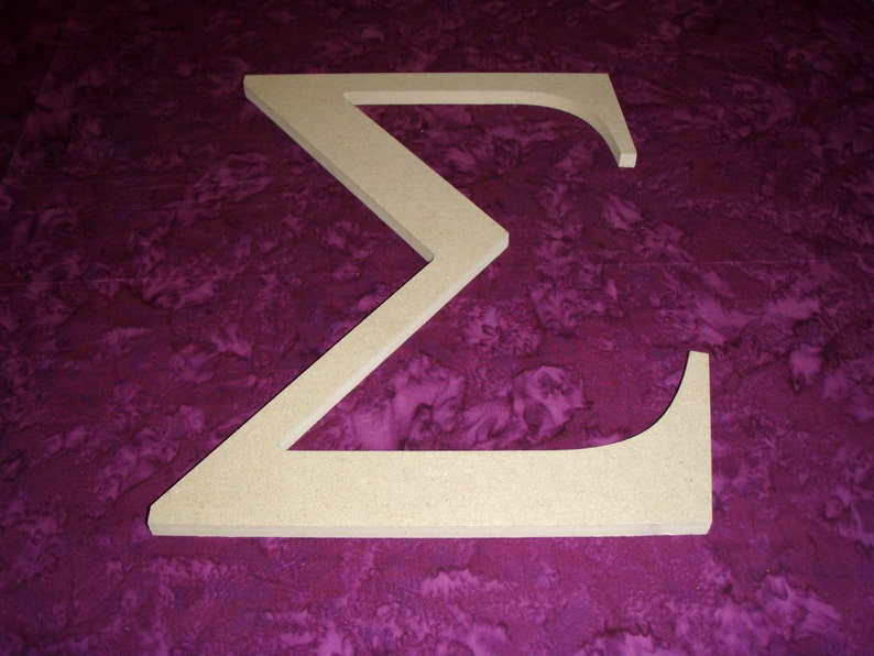 Greek Letter Sigma Symbol Unfinished Wooden Letters 6 Inch Tall Paintable image 2