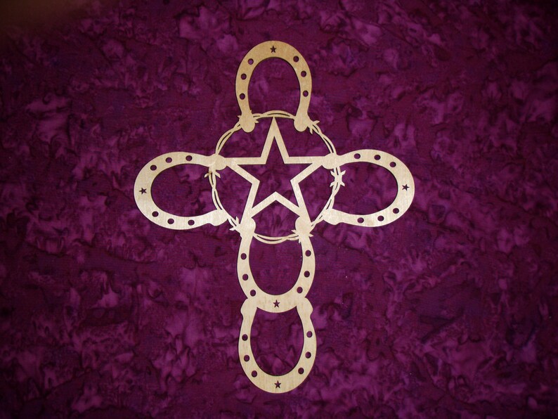 Horseshoe Wood Cross Unfinished Wooden Western Crosses Part Image 0