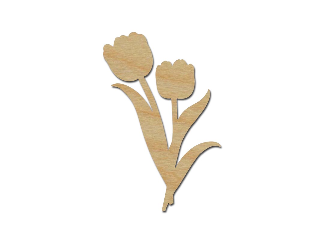 Tulip Flower Shape Unfinished Wood Cutouts DIY Crafts Variety of Sizes