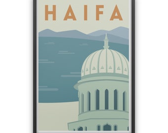 Haifa Bay and the Baha&#39;i Tempel
