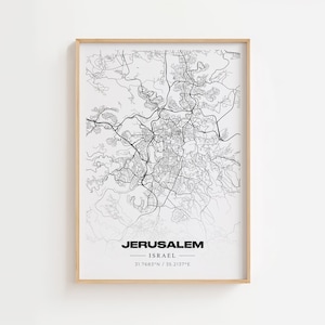 Jerusalem Stadt Karte - Israel und Jüdisches Modernes Poster Print