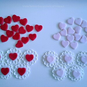 Gumpaste Heart Lace Wedding Cake Badge, Christening, Red,Pink, Pastel Edible Little Gumpaste Sugar Fondant & Royal Icing Flowers Australia image 4