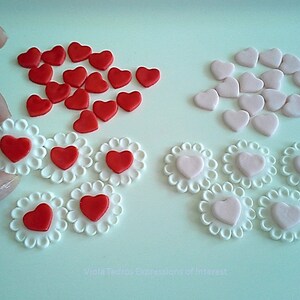 Gumpaste Heart Lace Wedding Cake Badge, Christening, Red,Pink, Pastel Edible Little Gumpaste Sugar Fondant & Royal Icing Flowers Australia image 2