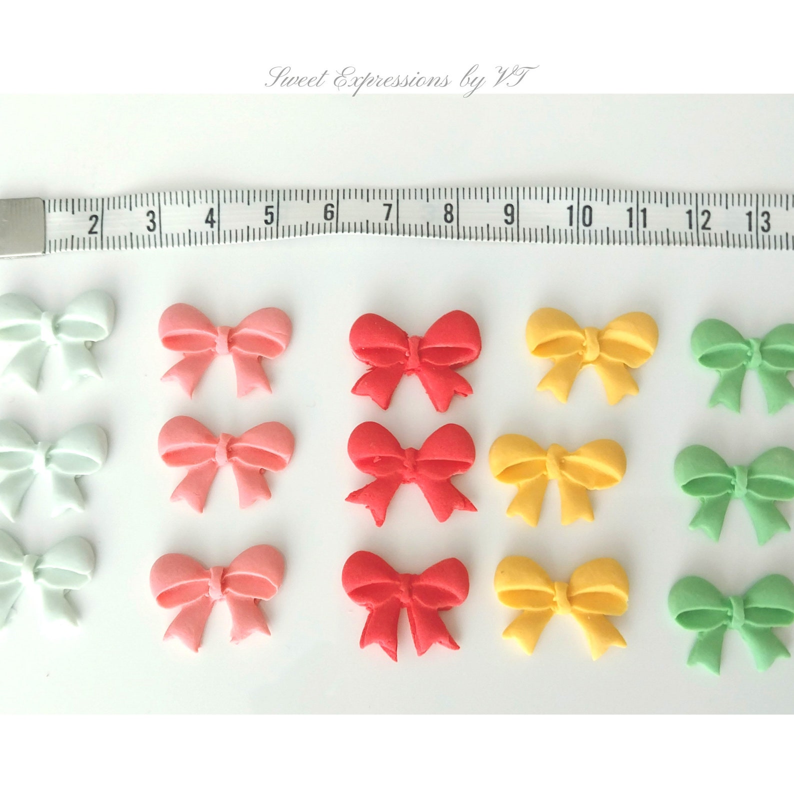 Edible Bows, Edible Cupcake Topper Bows, Sugar Ribbon Bows, Sugar