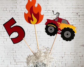 Monster Truck Birthday Centerpieces,truck birthday,boy birthday decor,party centerpieces,truck lover birthday decor,