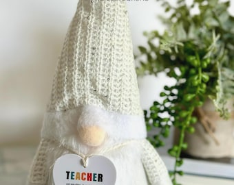 Teacher Gnome Gift: White gnome, teacher gift, teacher appreciation gift,gnome lover gift,gift from student,