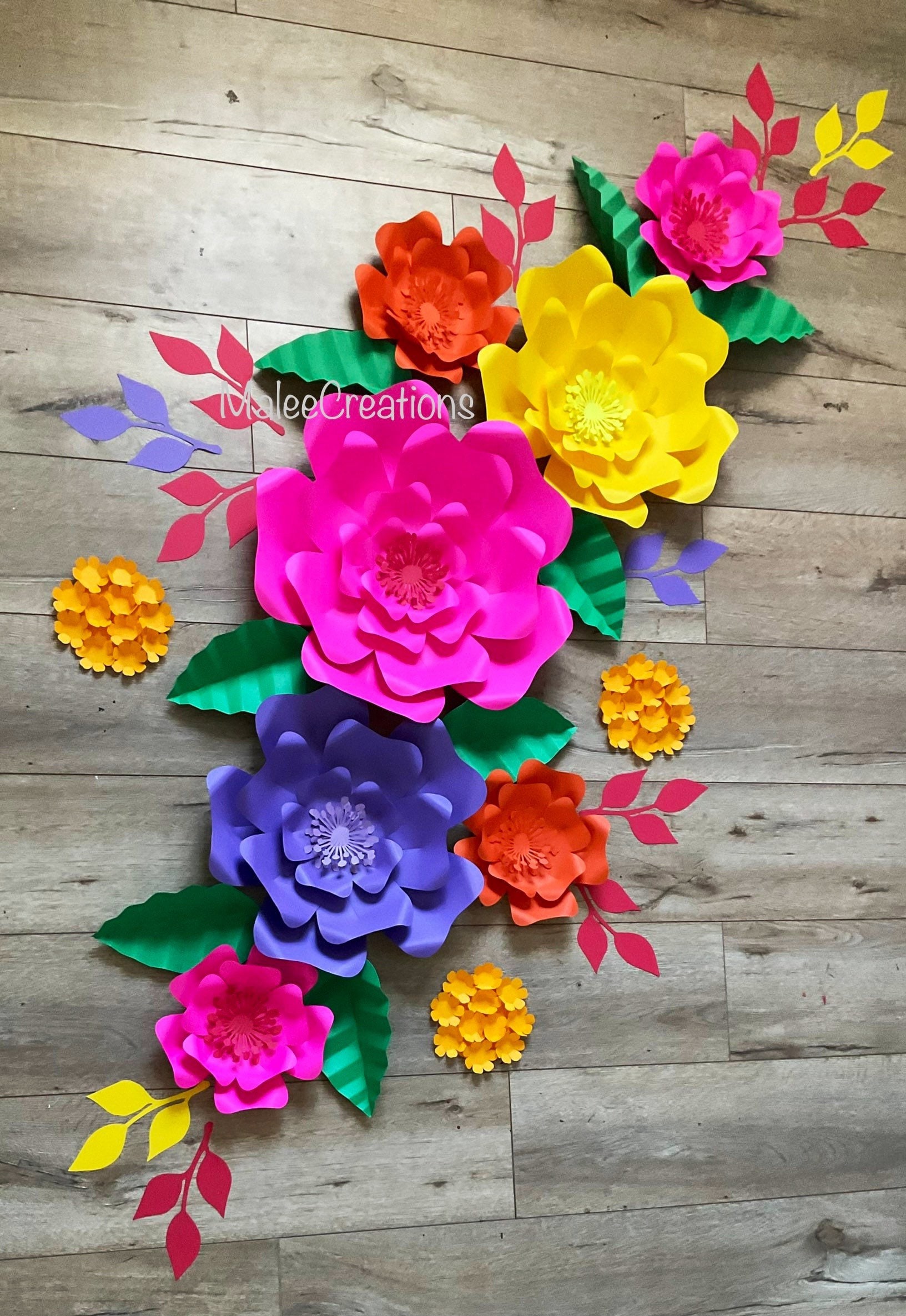 Fiesta Paper Flowers/mexican Decor/4.5ft Backdrop/14 Flowers/hawaiian/dia  De Los Muertos/frida/senorita/encanto/graduation/coco/ 