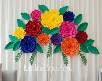 Fiesta Paper Flower Backdrop,Mexican Wedding,Cinco de Mayo Decor,quinceanera decor,giant paper flowers,fiesta bridal shower,fiesta birthday