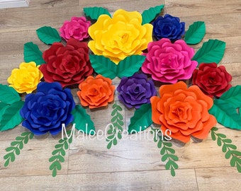 Fiesta Paper Flower Backdrop,Mexican Wedding,Cinco de Mayo,quinceanera decor,giant paper flowers,fiesta bridal shower,Dia de los muertos