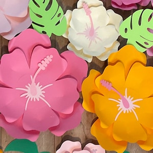 Hibiscus Paper Flowers,Luau Party Decor,Tropical Backdrop,Hawaiian themed nursery,Moana inspired birthday, girl room decor,aloha party, image 4