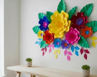 Fiesta paper flower backdrop,Mexican flowers,bridal shower decor,baby shower,cinco de mayo decor,fiesta birthday,quinceanera,graduation