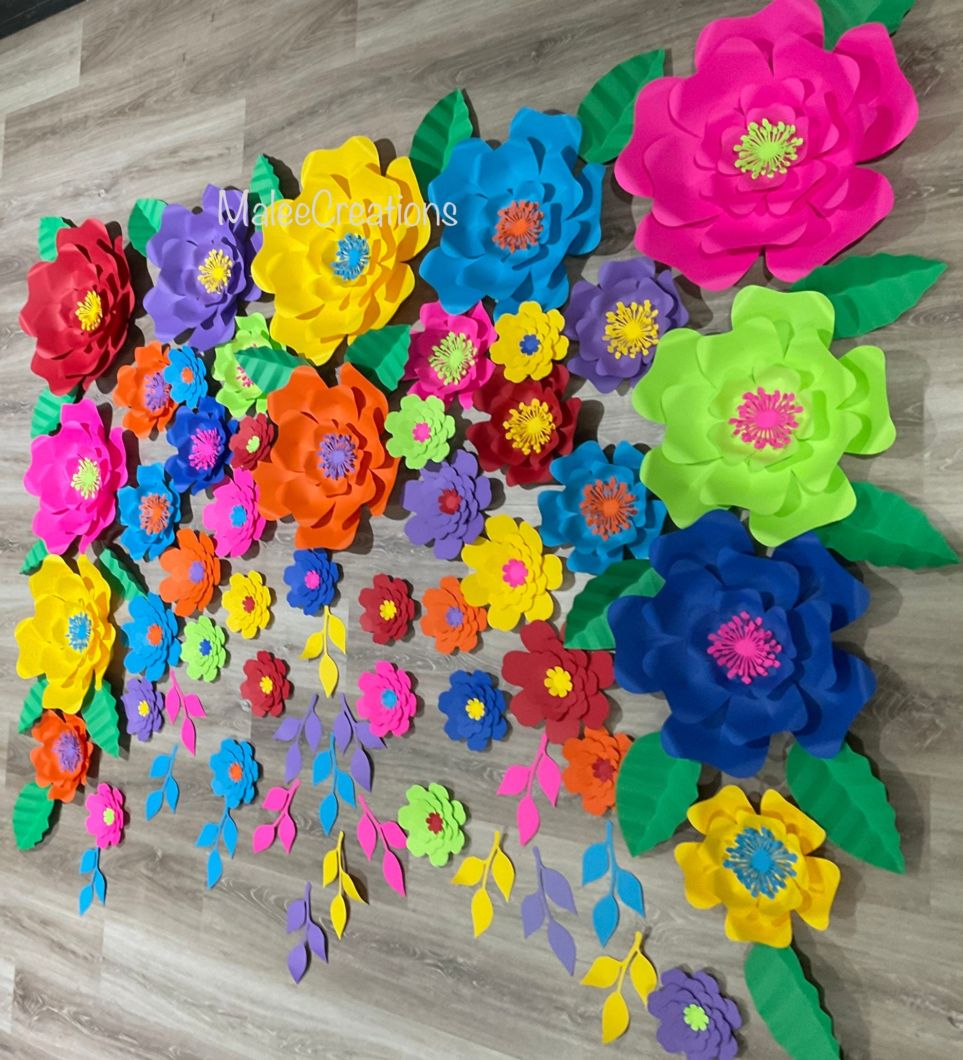 Fiesta Paper Flowers/mexican Decor/4.5ft Backdrop/14 Flowers/hawaiian/dia  De Los Muertos/frida/senorita/encanto/graduation/coco/ 