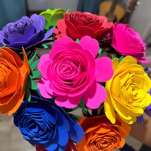 Paper Flowers with Stems, Fiesta Party Centerpieces,Mexican flowers,fiesta flowers,graduation centerpieces,Dia de los muertos decor.