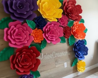 Fiesta Paper Flower Backdrop,Mexican Wedding Decor,Cinco de Mayo, paper roses,quinceanera,Encanto,Mexican flowers,graduation,bright colors