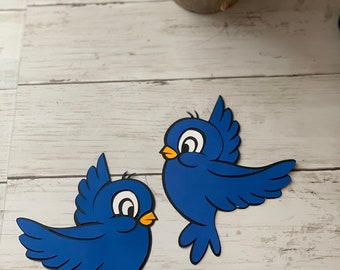 Snow White Inspired Blue Birds set of 2, Party Decoration, Cinderella theme,