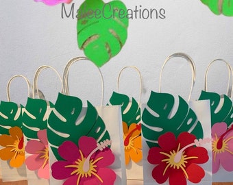 Hawaiian theme favor bags, treat bags, party favor bags,hibiscus flowers, luau party,tropical party,Hawaiian party, Moana theme party favors