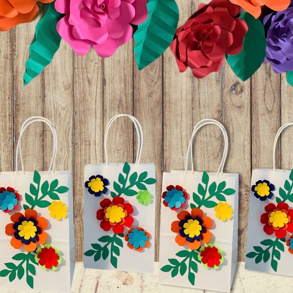 Fiesta favor bags Mexican party treat bags party supplies fiesta party gift bags floral gift bags fiesta birthday favor bags encanto theme