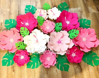 Hibiscus Paper Flowers,Luau Party, Aloha Decor,tropical party,Hawaiian flowers, Hawaiian themed nursery,giant paper flowers, Moana inspired