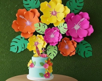 Hawaiian Paper Flowers,Tropical Luau Party Decor,aloha party,summer,Hawaiian theme nursery wall decor,hibiscus flowers,graduation,Moana